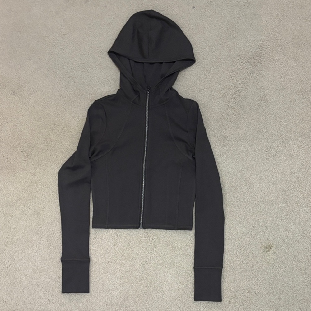 Brown Cropped Hooded Zip-Up
